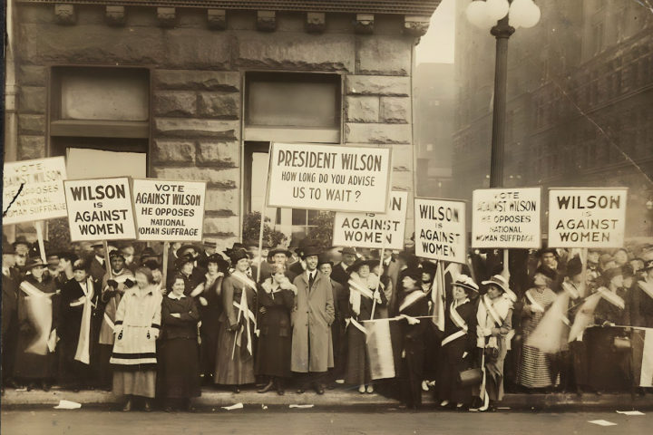 a group of people standing in front of a store